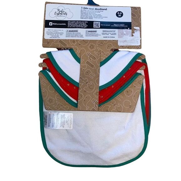 Baby’s First Christmas Bibs and Hair Bow Gift Set - Picture 3 of 4